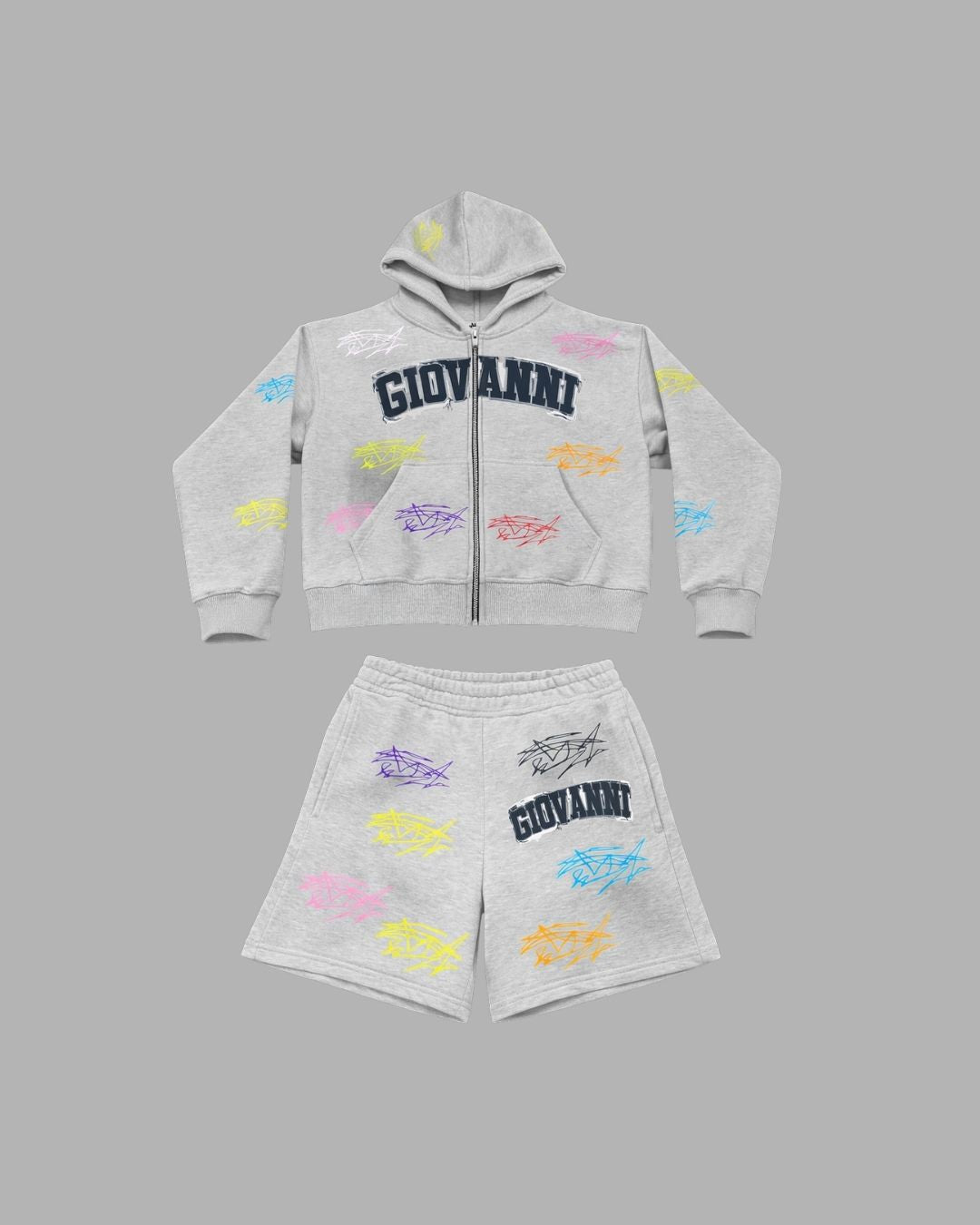Dirty Scribble Hoodie Shortset (gray)