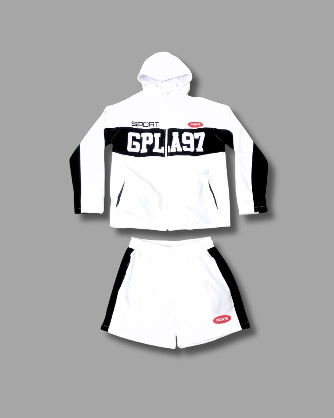 White GPLA Windbreaker Shortset – Lavenganzaparis
