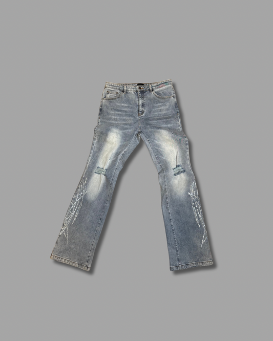 Rhinestone Flare Denim