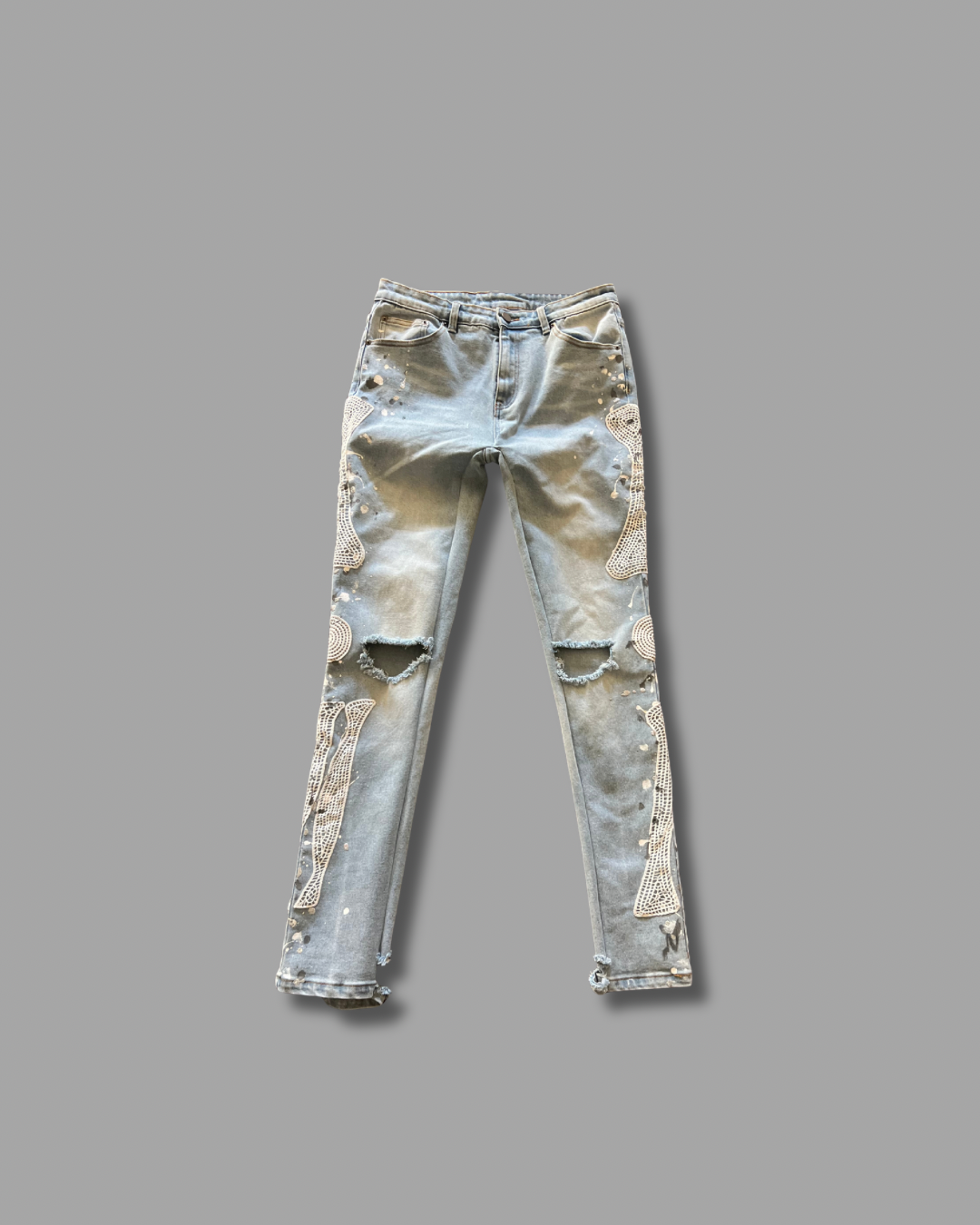 Blue Crochet Bone Denim