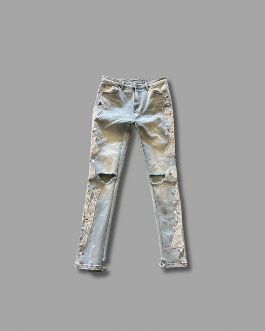 Blue Crochet Bone Denim