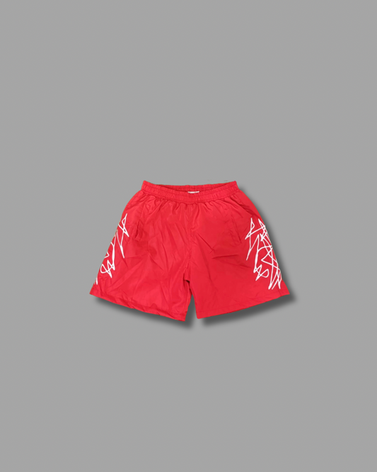Red Scribble Runner Shorts